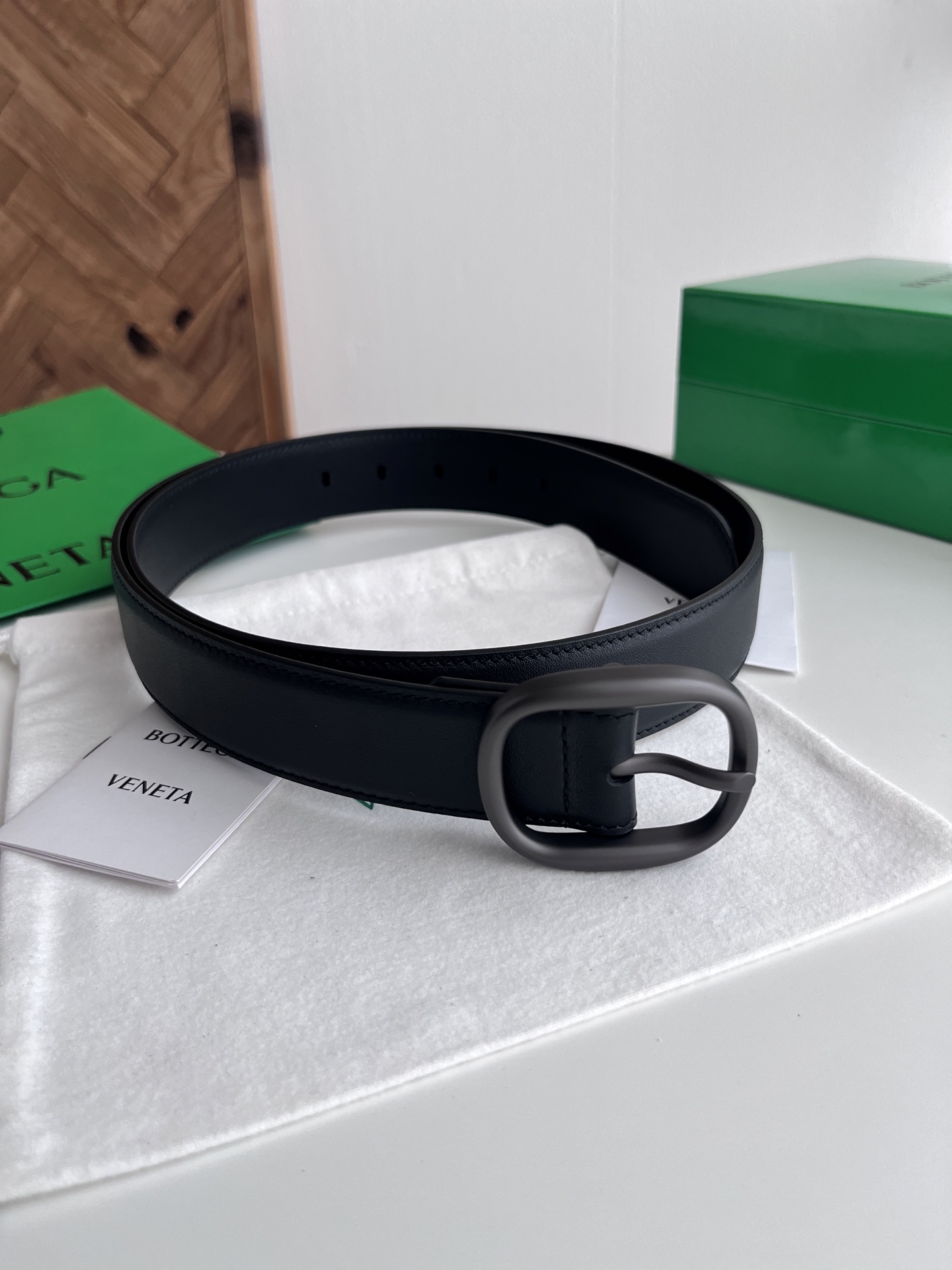 Bottega Veneta 25 smooth leather belt 3.5cm wide