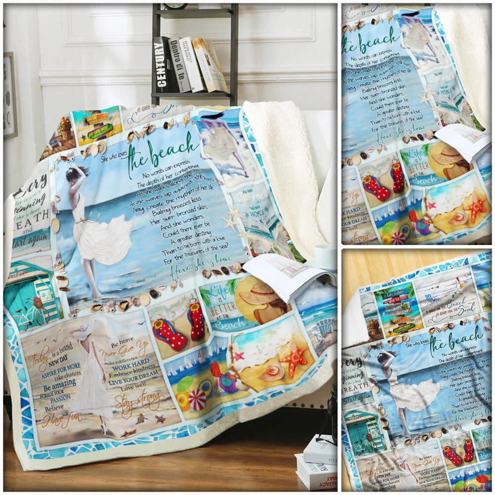 Beach Girl – She Who Loves The Beach Sofa Throw Blanket