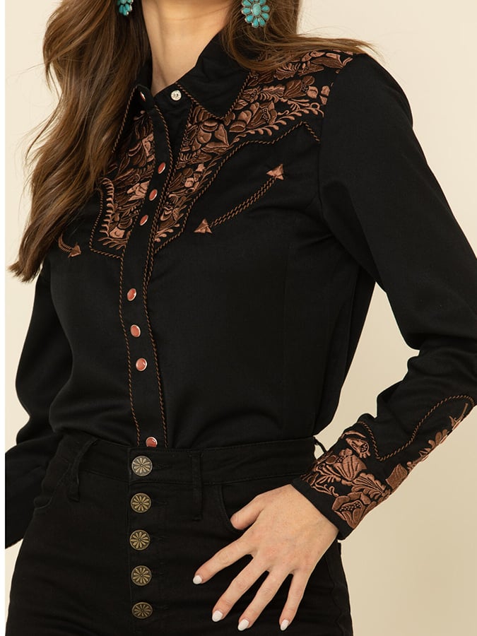 Women's Vintage Western Art Print Casual Shirt