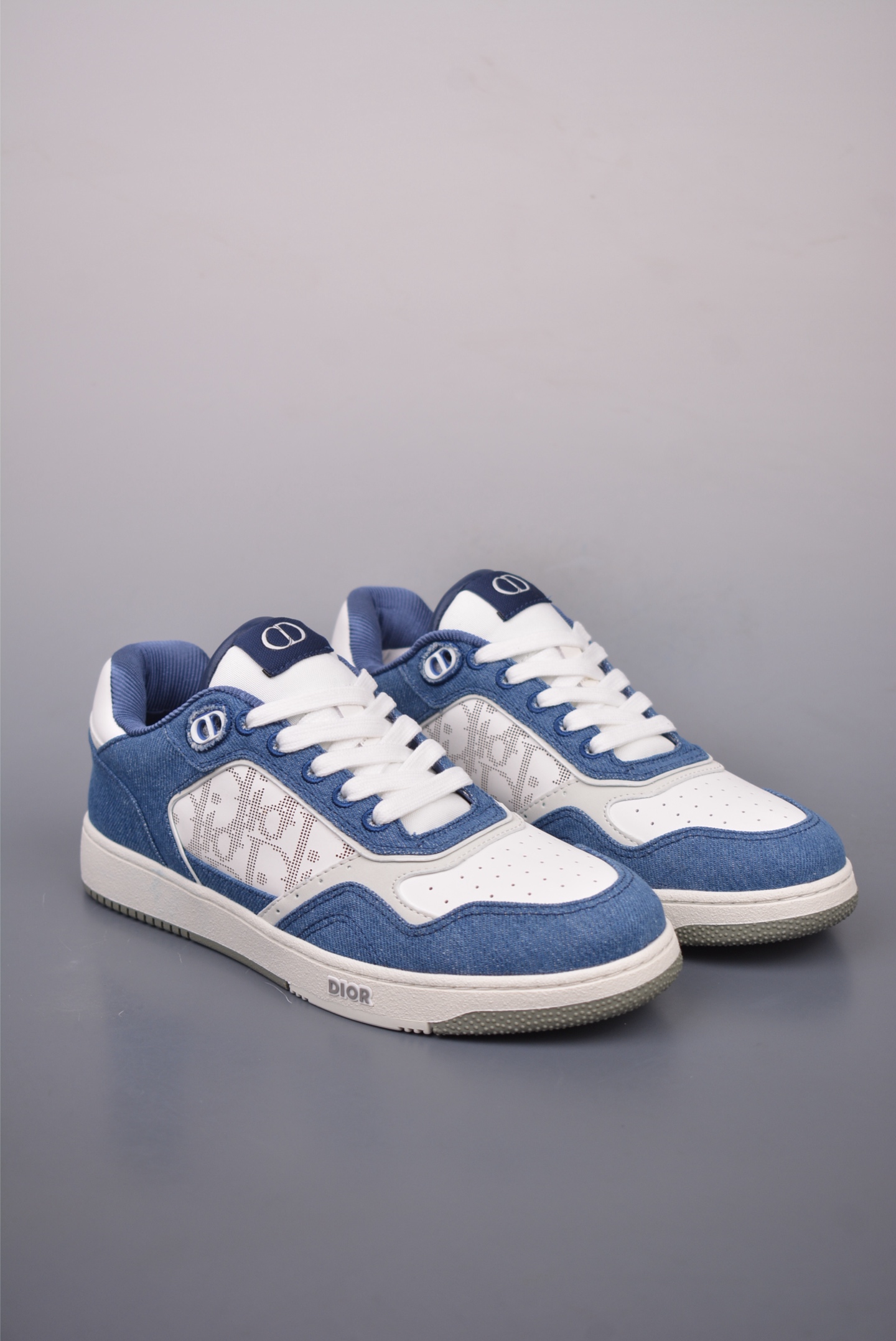 Dior B27 Oblique Galaxy Low Top Sneakers Blue and White 3SN272ZAC_H580