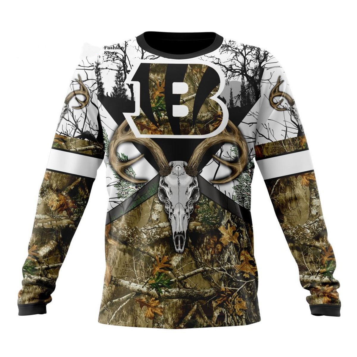 CINCINNATI BENGALS DEER SKULL AND FOREST 3D HOODIE