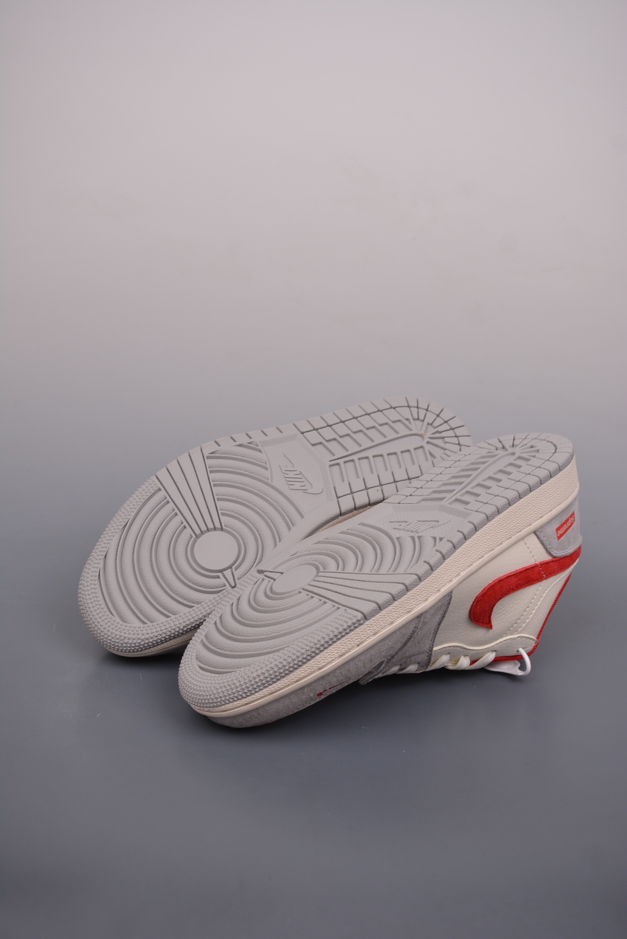 Supreme x Nike By You Air Jordan 1 Low OG Grey, Beige, White and Red SJ9950-024