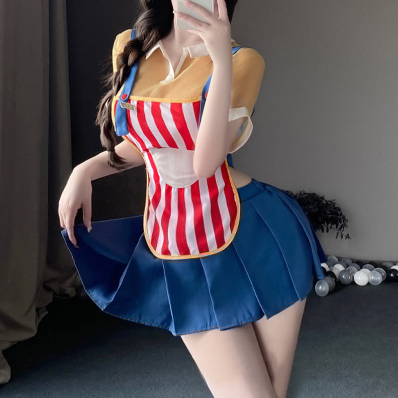 Cosplay Striped Convenience Store Maid Uniform Lingerie