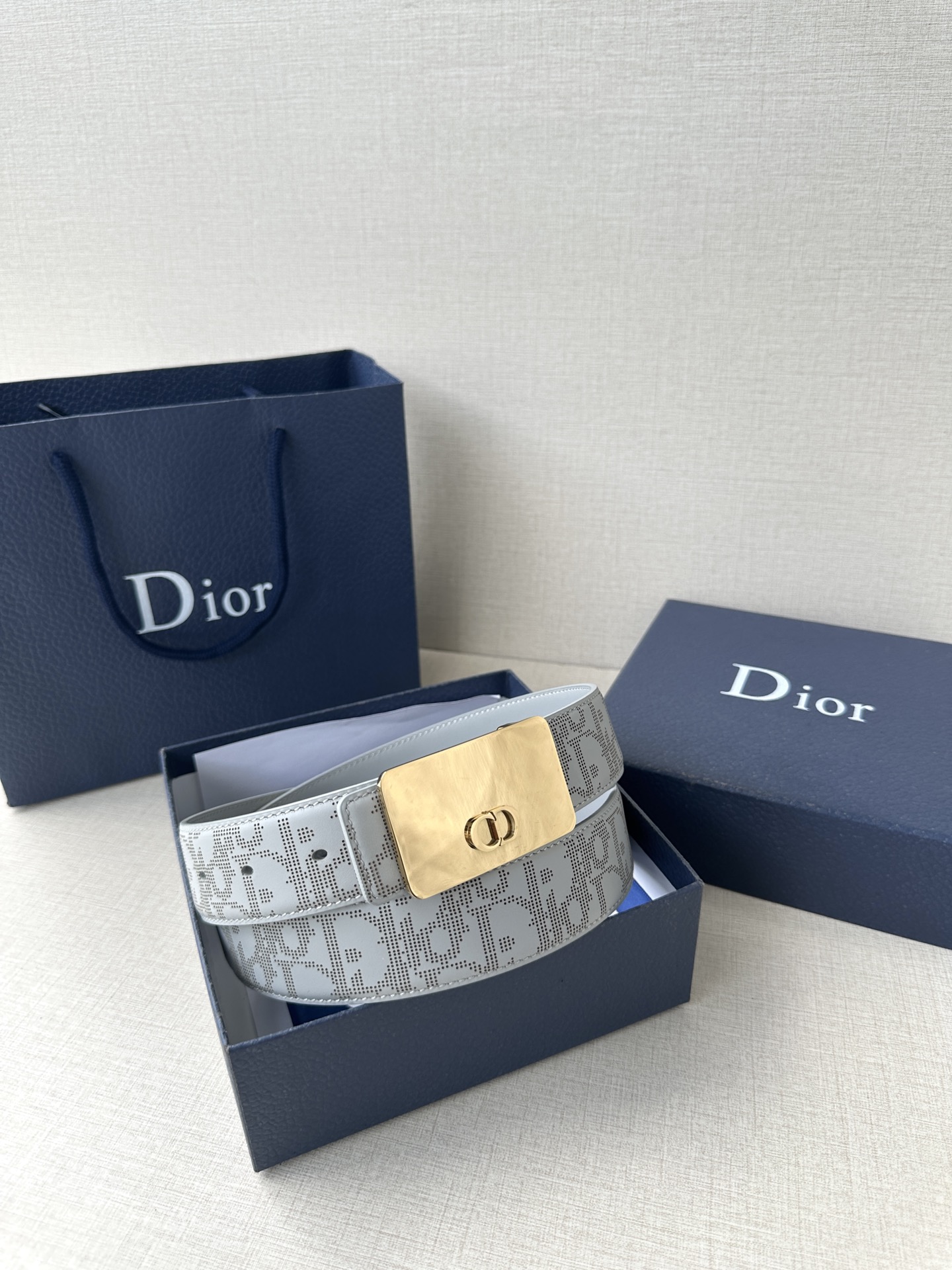 Dior square buckle leather belt 3.5CM wide