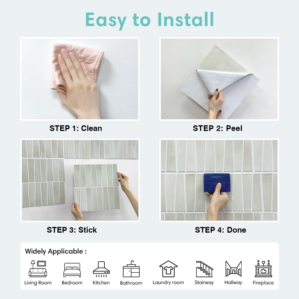 3D Trapezoid Creme Peel and Stick Wall Tile