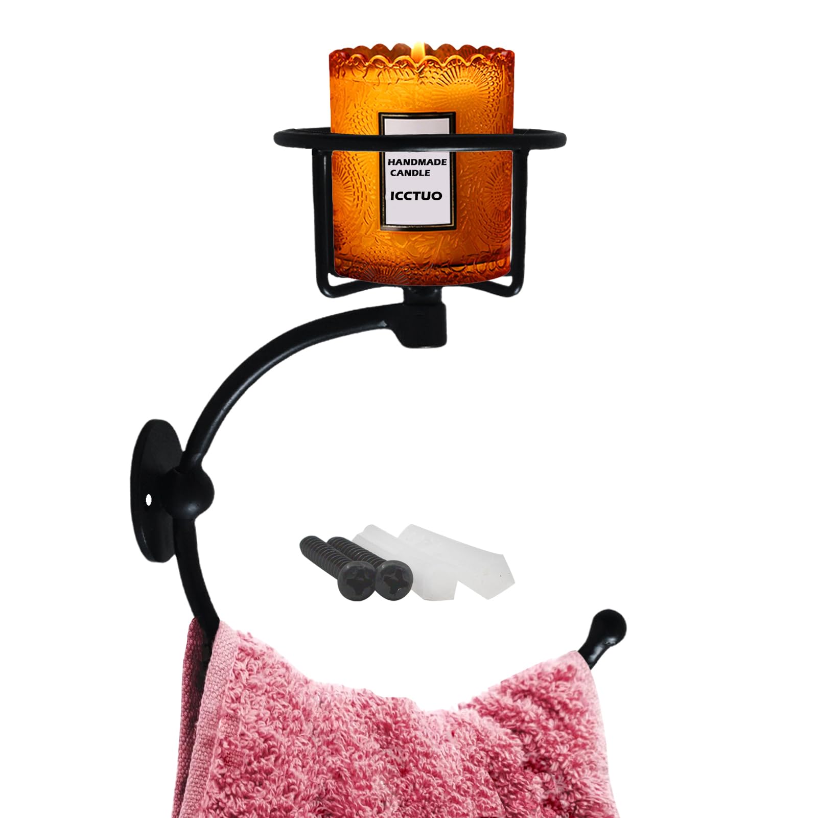 💗🎁 Mother's Day Gift - Rustic Towel Ring with Elegent Candle Holder