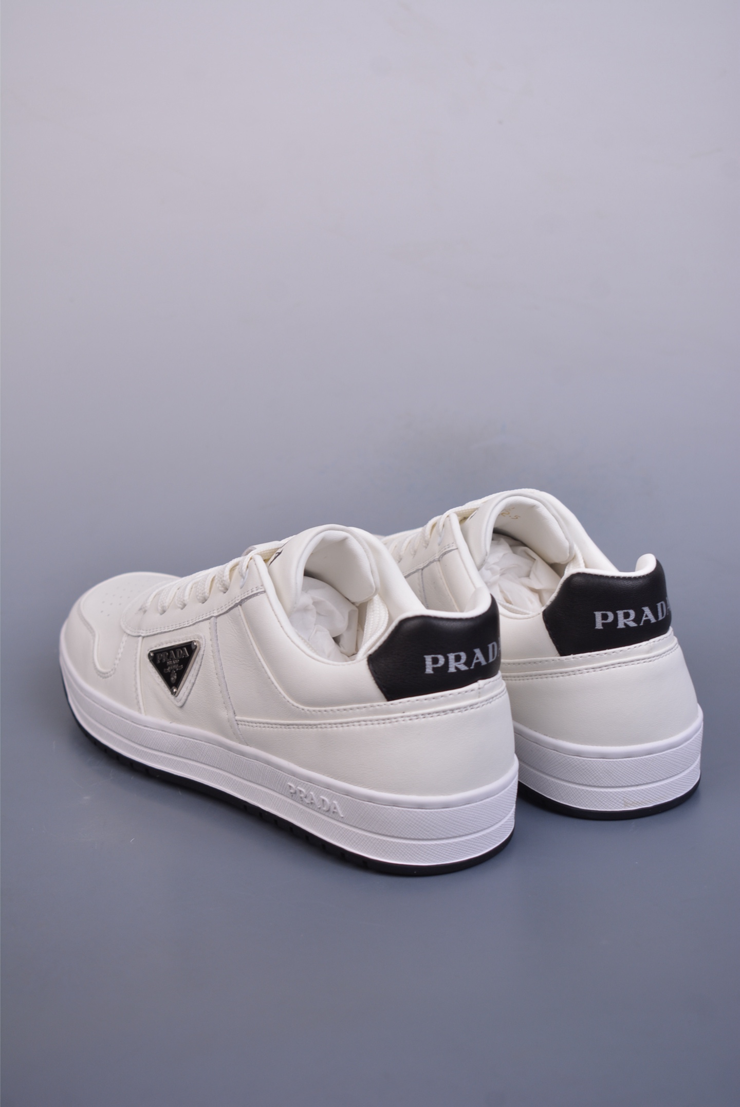 Prada low-top casual sneakers white and black LOGO COGNAC