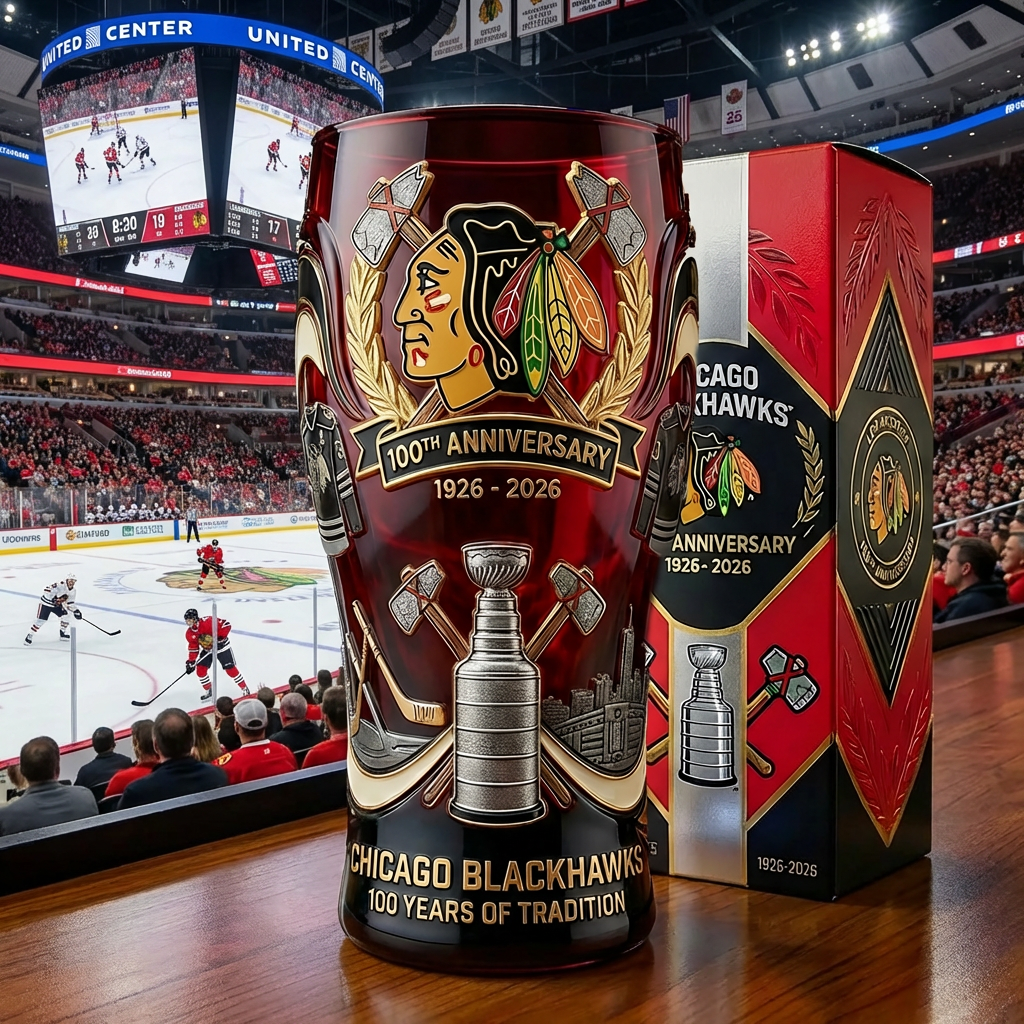 Chicago Blackhawks 100th Anniversary Commemorative Pint Glass