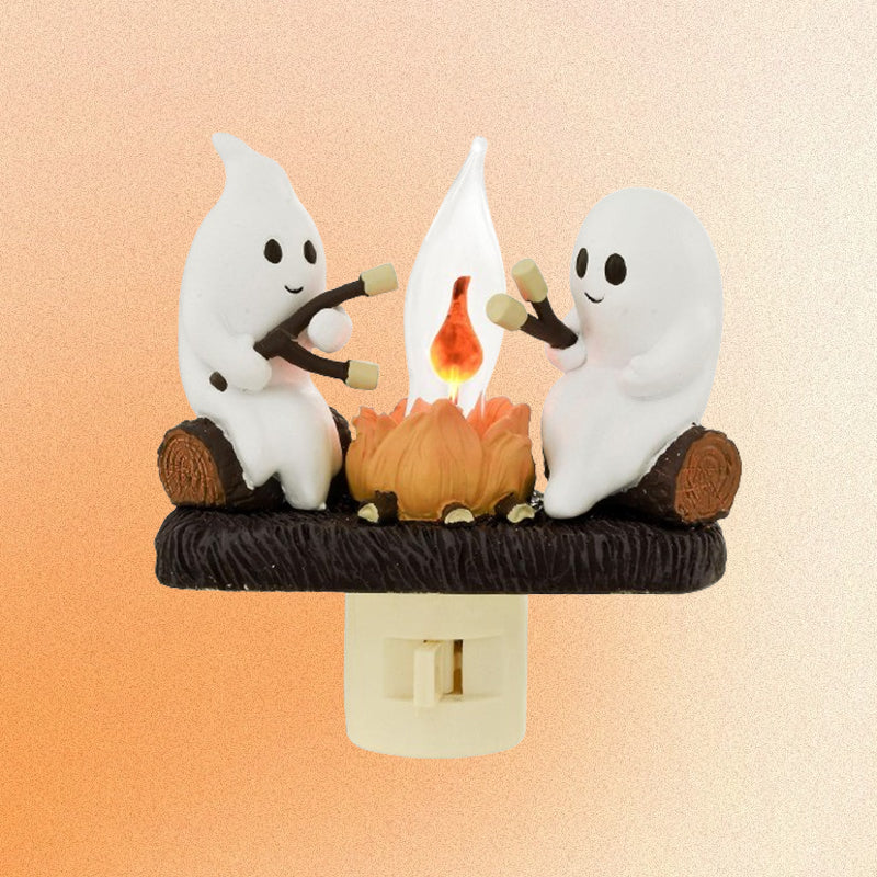 👻GHOSTS ROASTING CAMPFIRE S’MORES FLICKER FLAME NIGHT LIGHT🔥