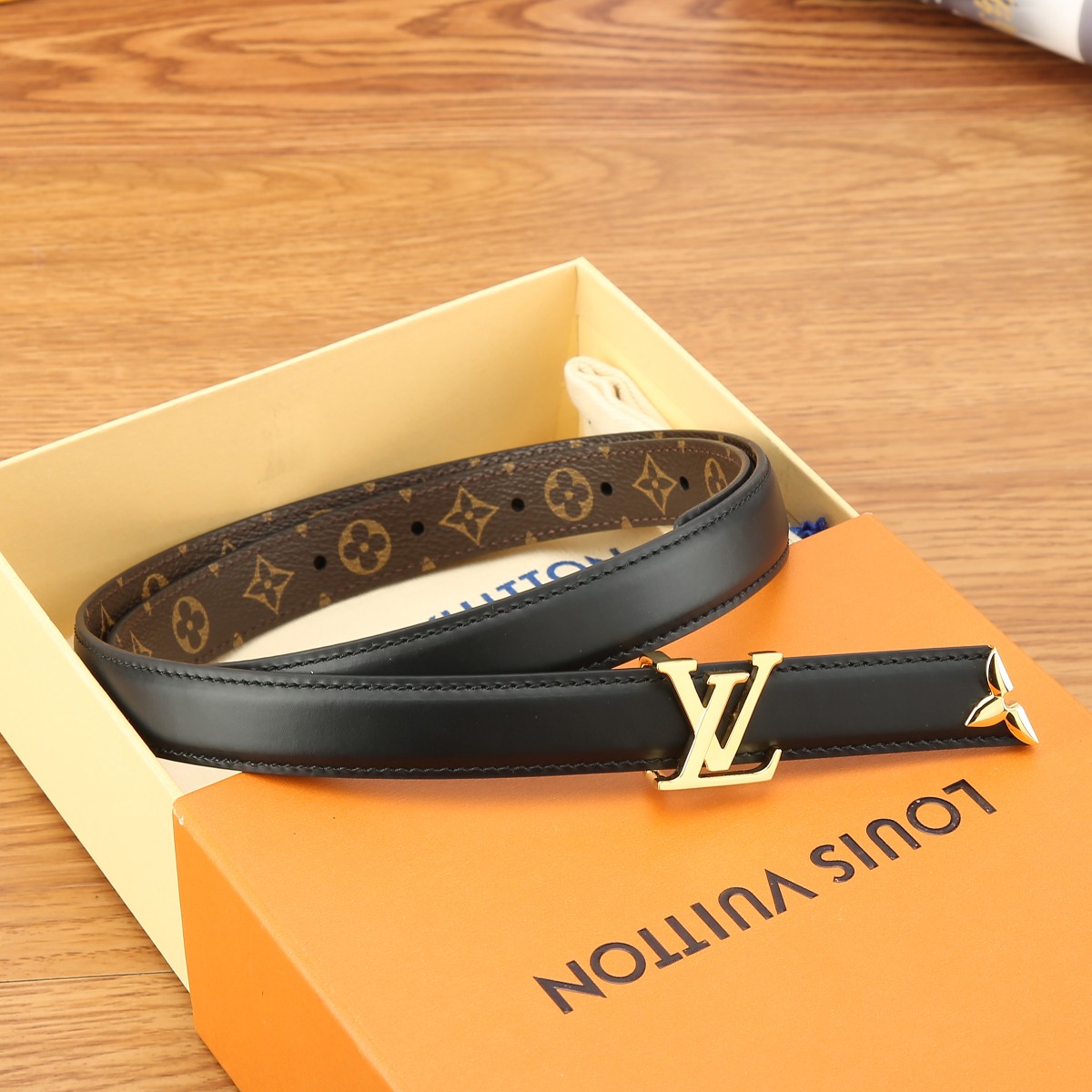 Louis Vuitton Classic Monogram Double-Sided Women's Belt 2CM Width
