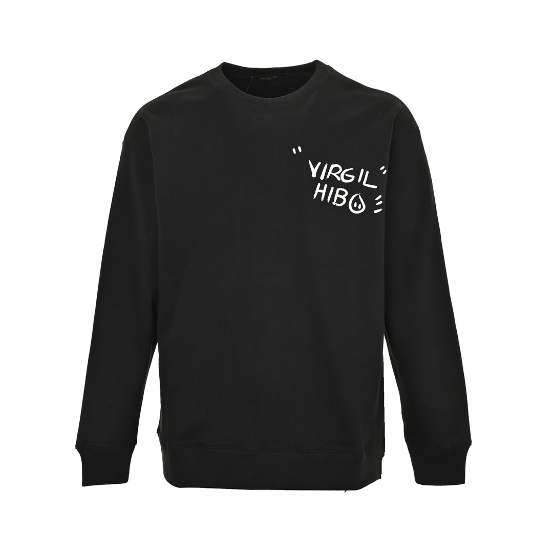 Louis Vuitton 24Fw crewneck sweatshirt with hand-painted cartoon cloud pattern on the back