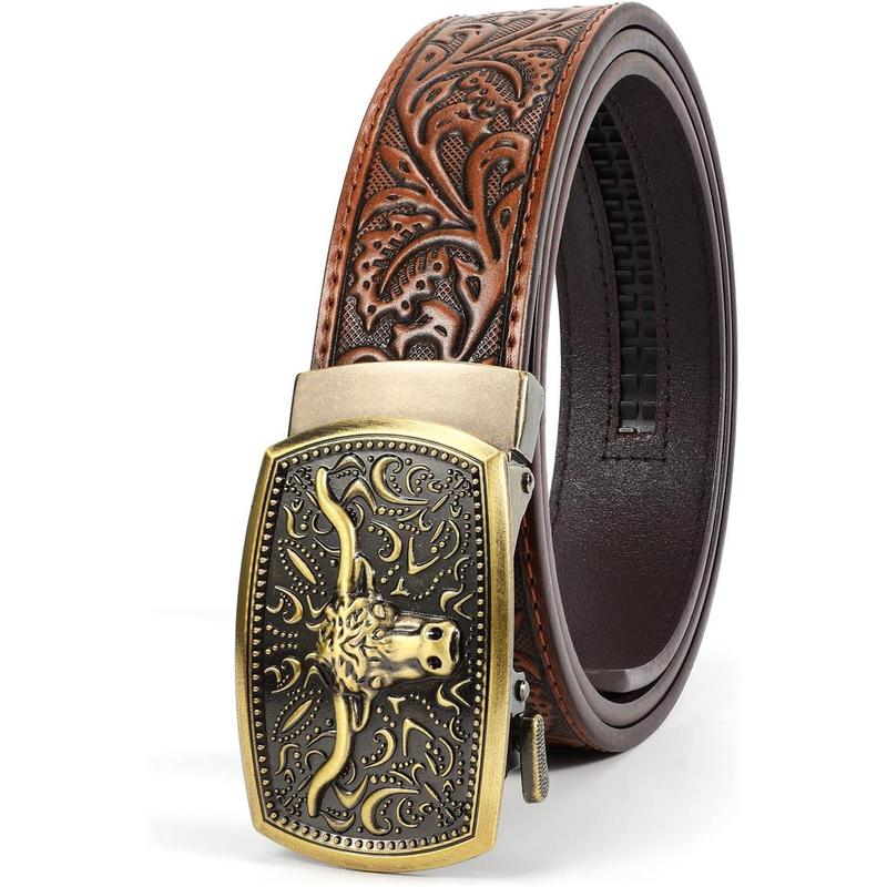 Automatic Ratchet Leather Western Cowboy Belt