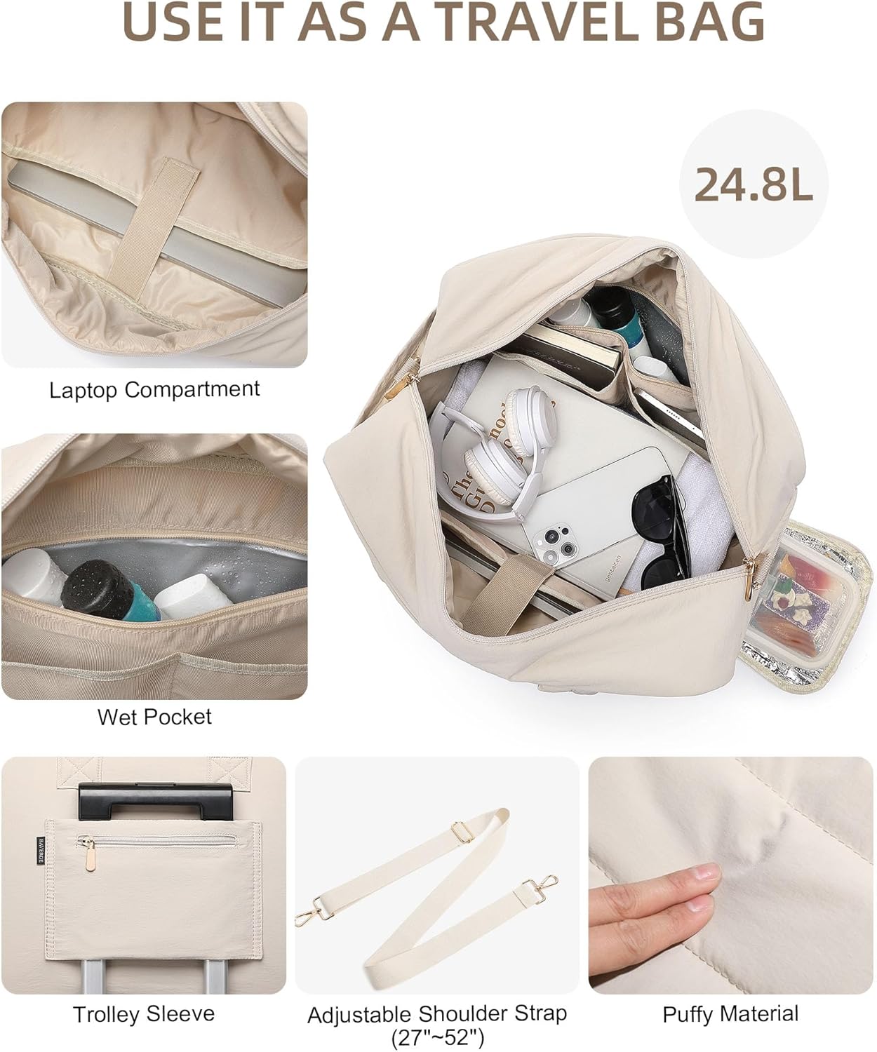 🔥ON SALE - 40% OFF🔥Large Puffy Quilted Lunch Tote Bag - FREE SHIPPING