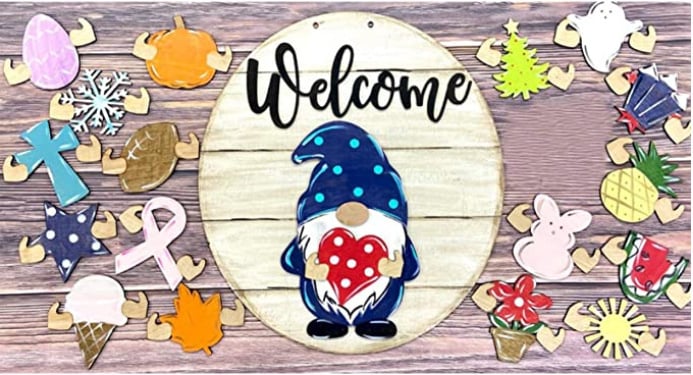 Cute 3D Seasonal Interchangeable Gnome Door Hanger