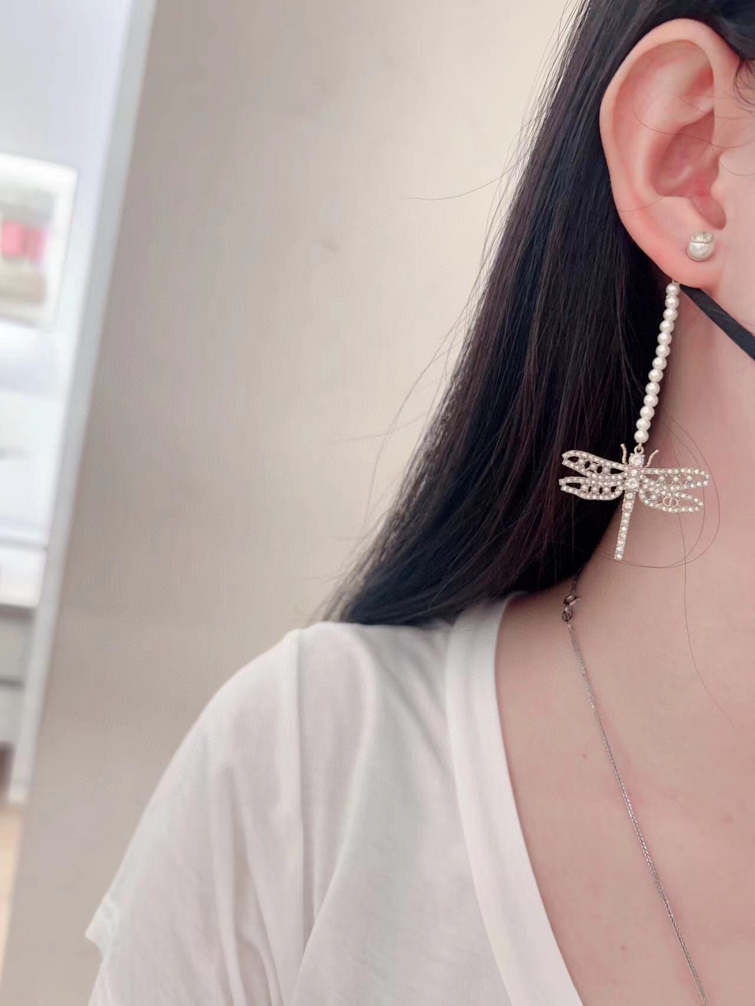 Dior Dragonfly Double Bead Earrings