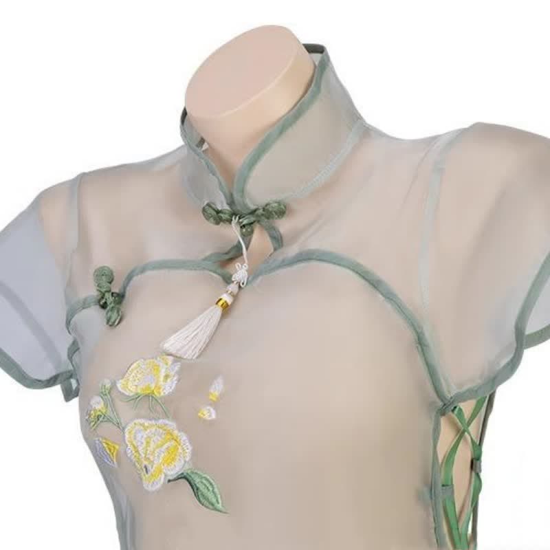 Vintage Cheongsam See-through Lingerie Dress