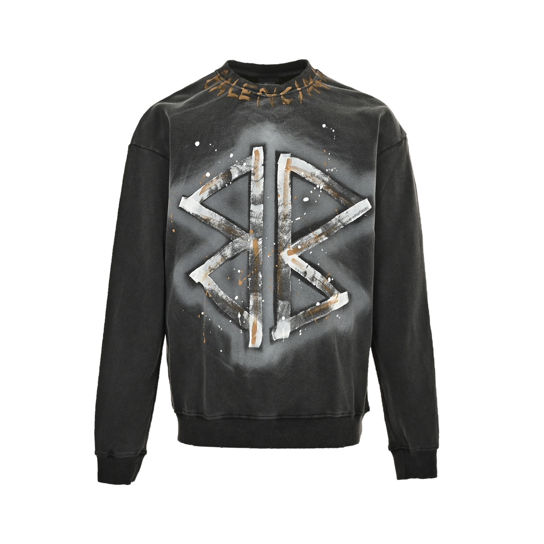 Balenciaga 24Fw Double B Hand-Painted Letters Washed Crew Neck Sweatshirt