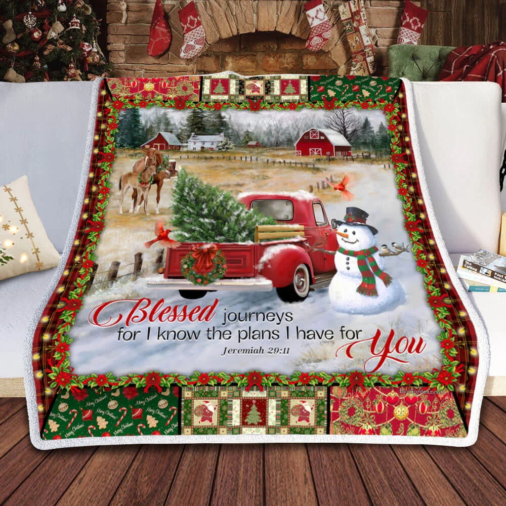 Red Truck Christmas. Blessed Journeys Sofa Throw Blanket