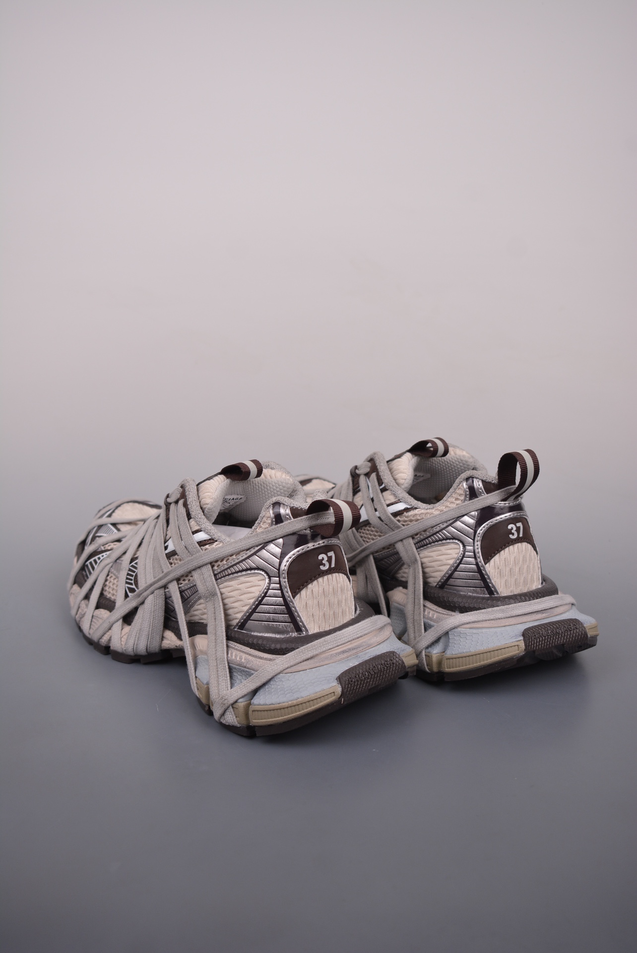 Balenciaga new 3XL lace-up trendy running shoes brown