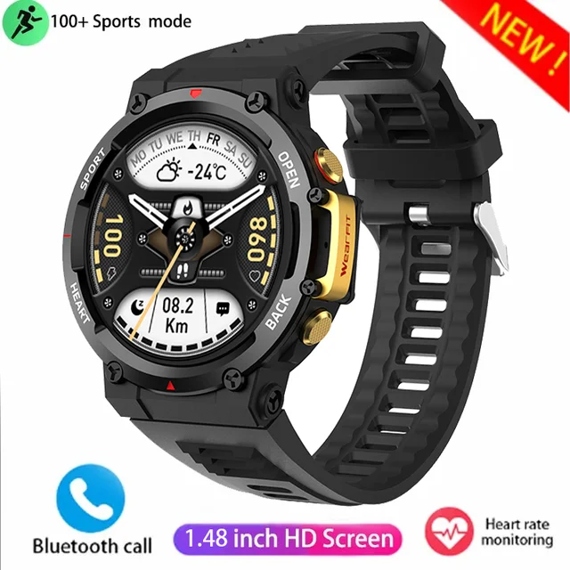 2024 New outdoor HD Bluetooth call men's smartwatch 1.48inch full screen touch heart rate and blood pressure monitoring + box