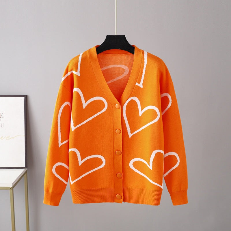 European And American Knitwear Sweater Love Short Cardigan Coat