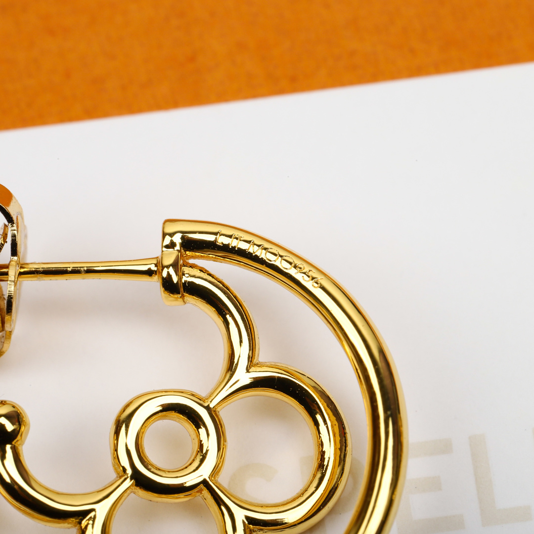 Louis Vuitton Hollow Four-Leaf Clover Earrings