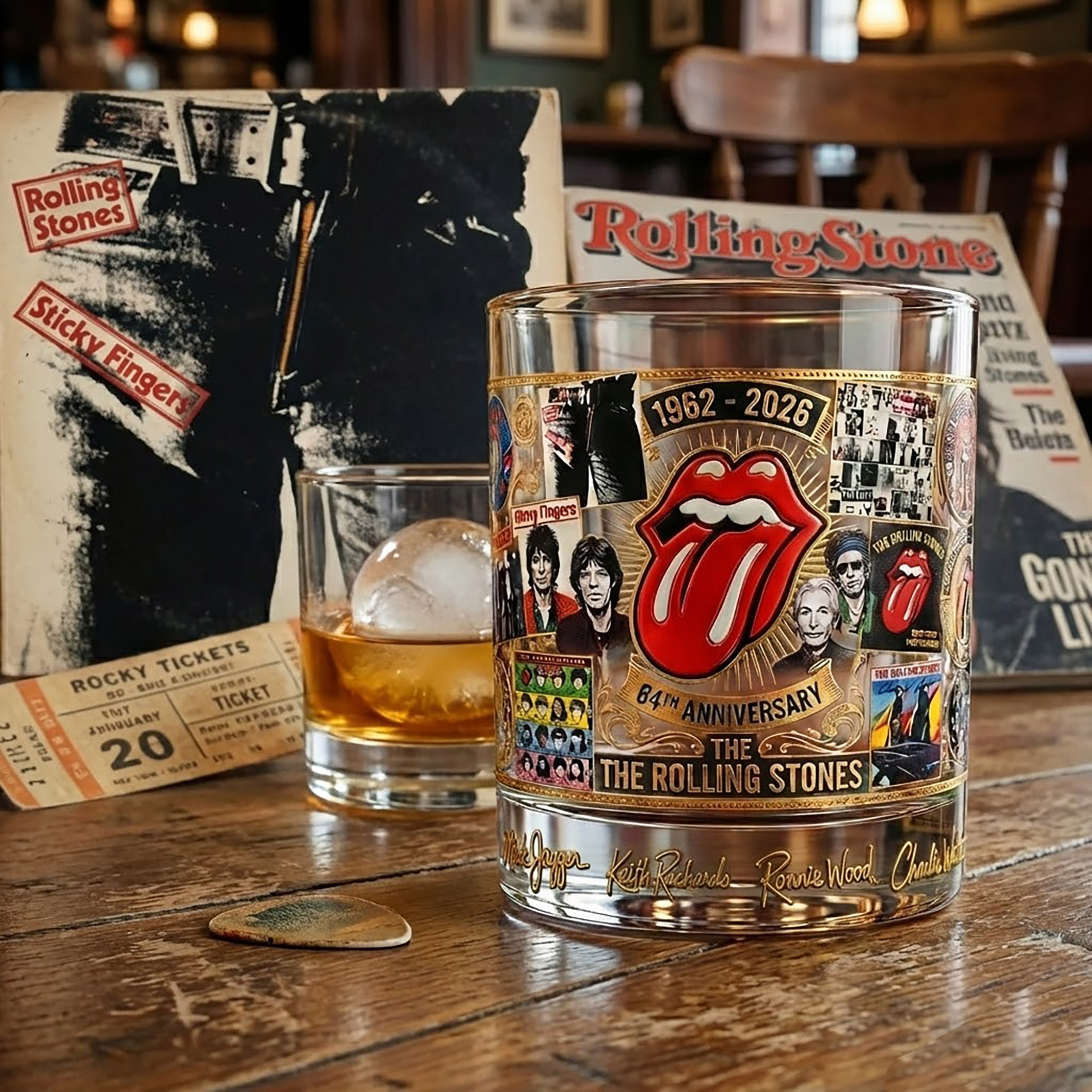 🎸The Rolling Stones 64th Anniversary Whiskey Glass