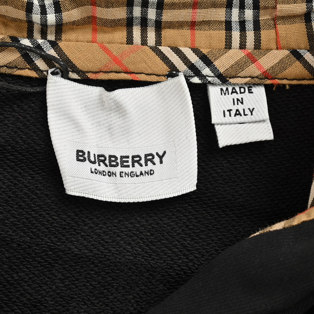 Burberry 24Fw zip-up hooded jacket with checkered arm patches