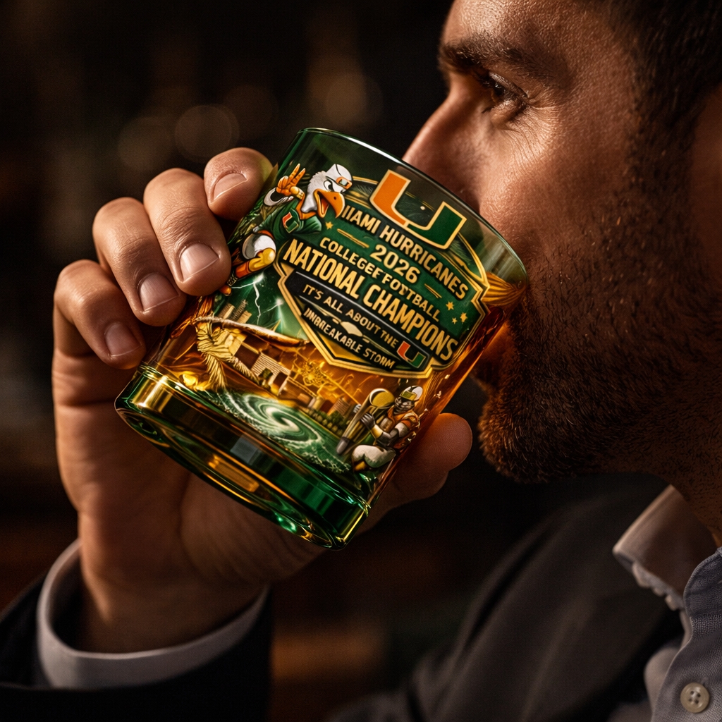 Miami Hurricanes 2026 National Champions Whiskey Glass