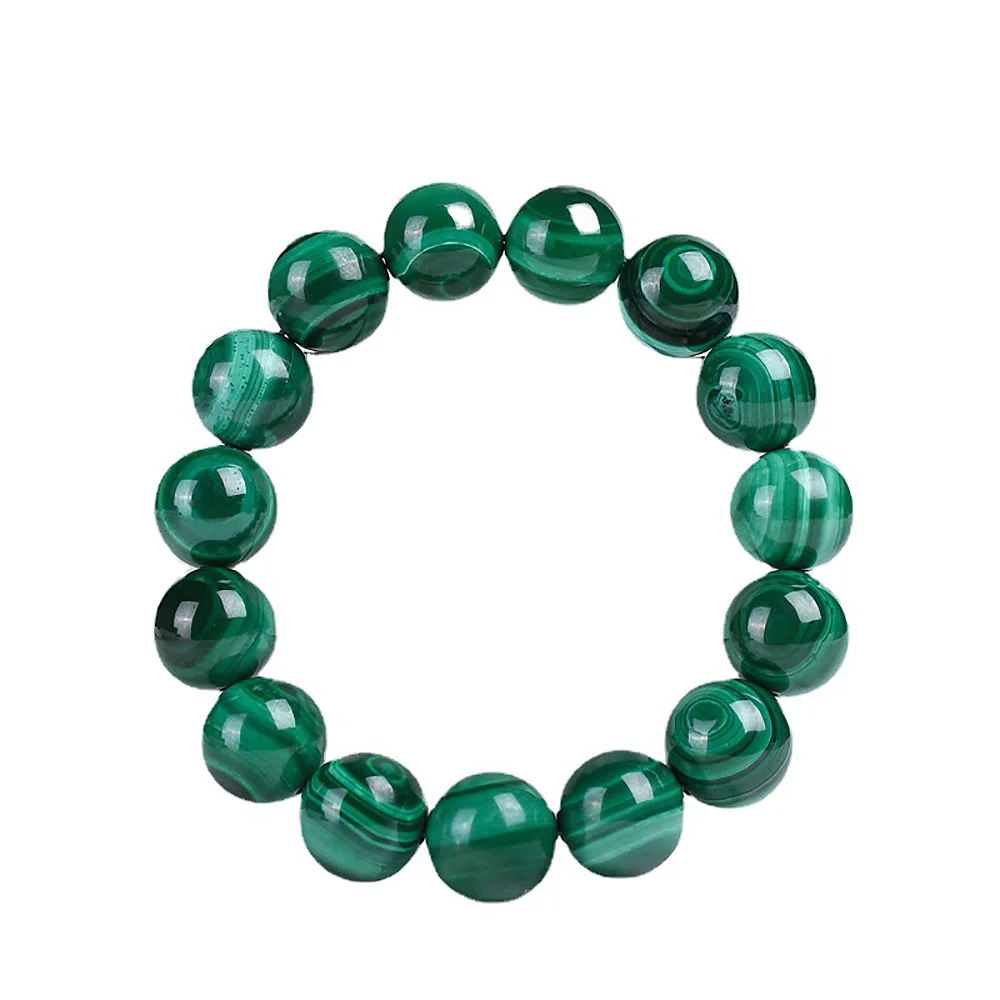 14mm Malachite Beads Natural Stone Man Bracelet High Quality Fine Jewelry Women's Bracelets Couple Gift Items With Free Shipping