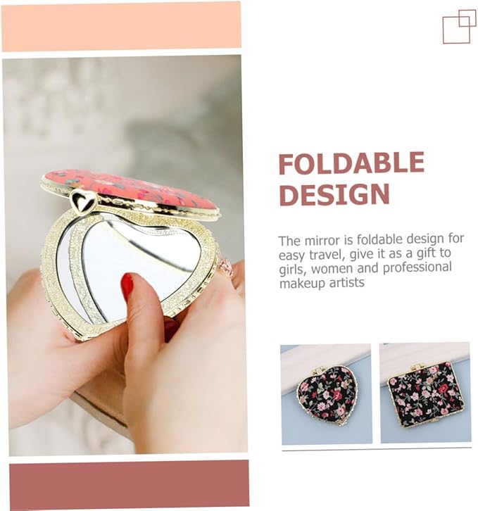 ❤️❤️Vintage Fabric Printed Double-Sided Folding Small Mirror 🔥(Pack of 4)