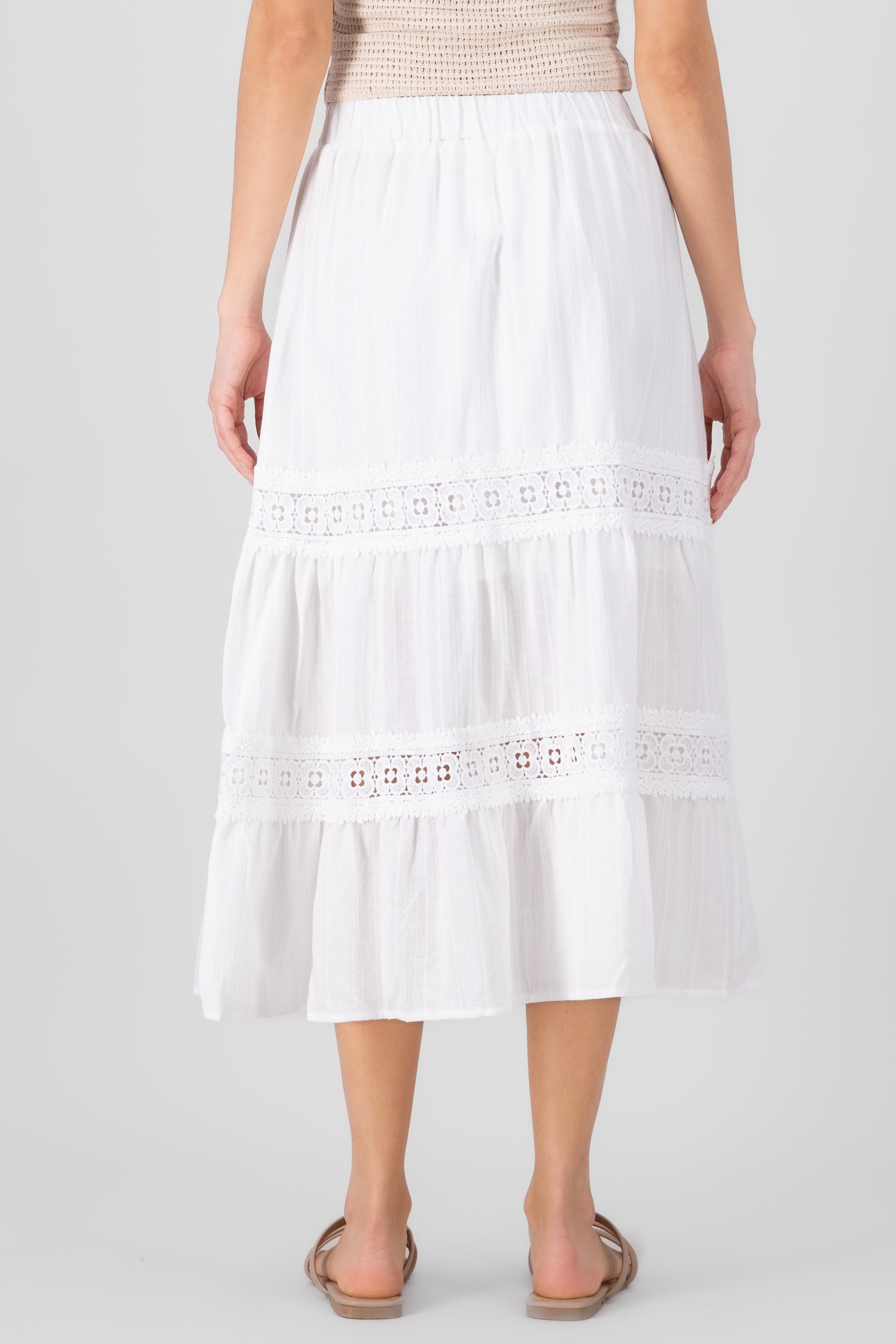 Crochet Detail Midi Skirt