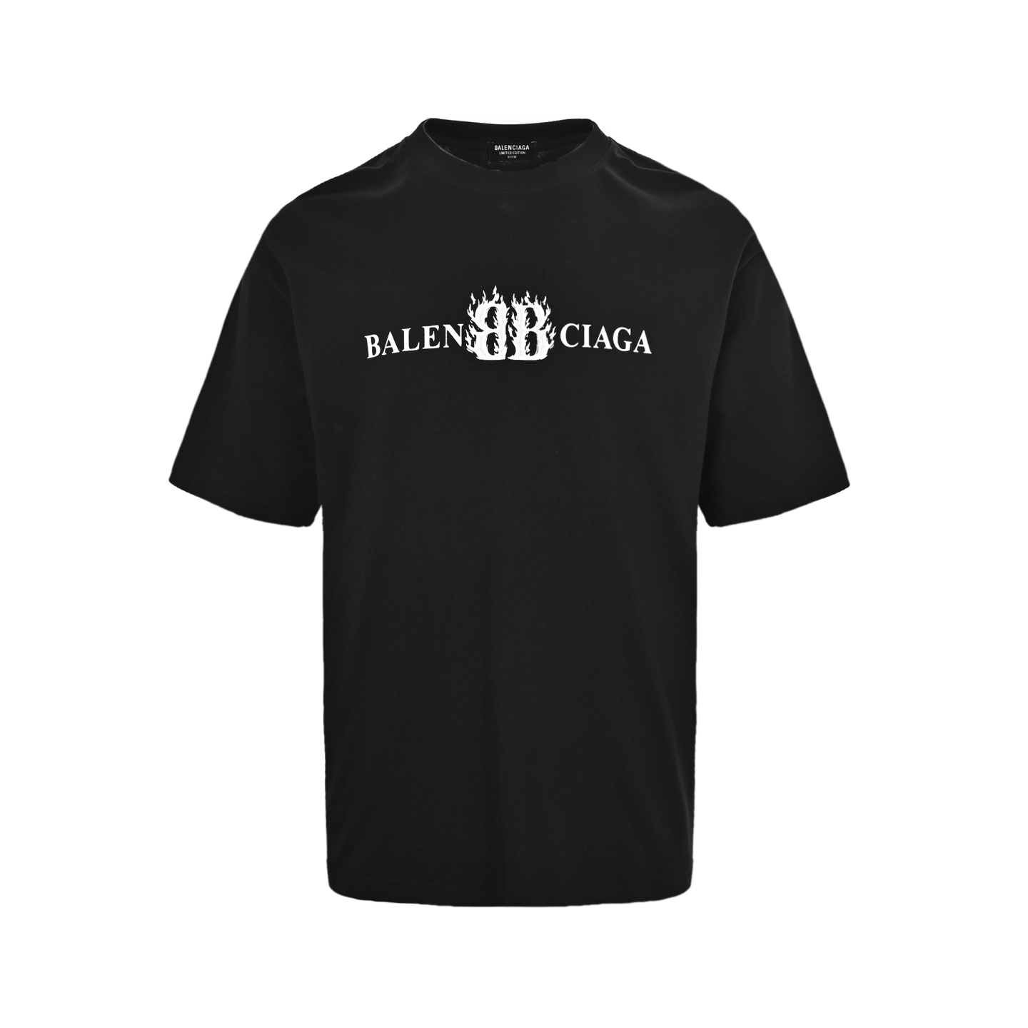 Balenciaga 25ss flame double B letter print short sleeve