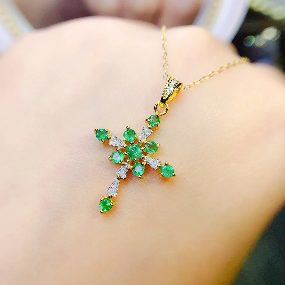 Emerald Ladies Necklace Christmas Pendant 925 Sterling Silver Ladies Necklace Gemstone 925 Sterling Silver Jewelry Certified