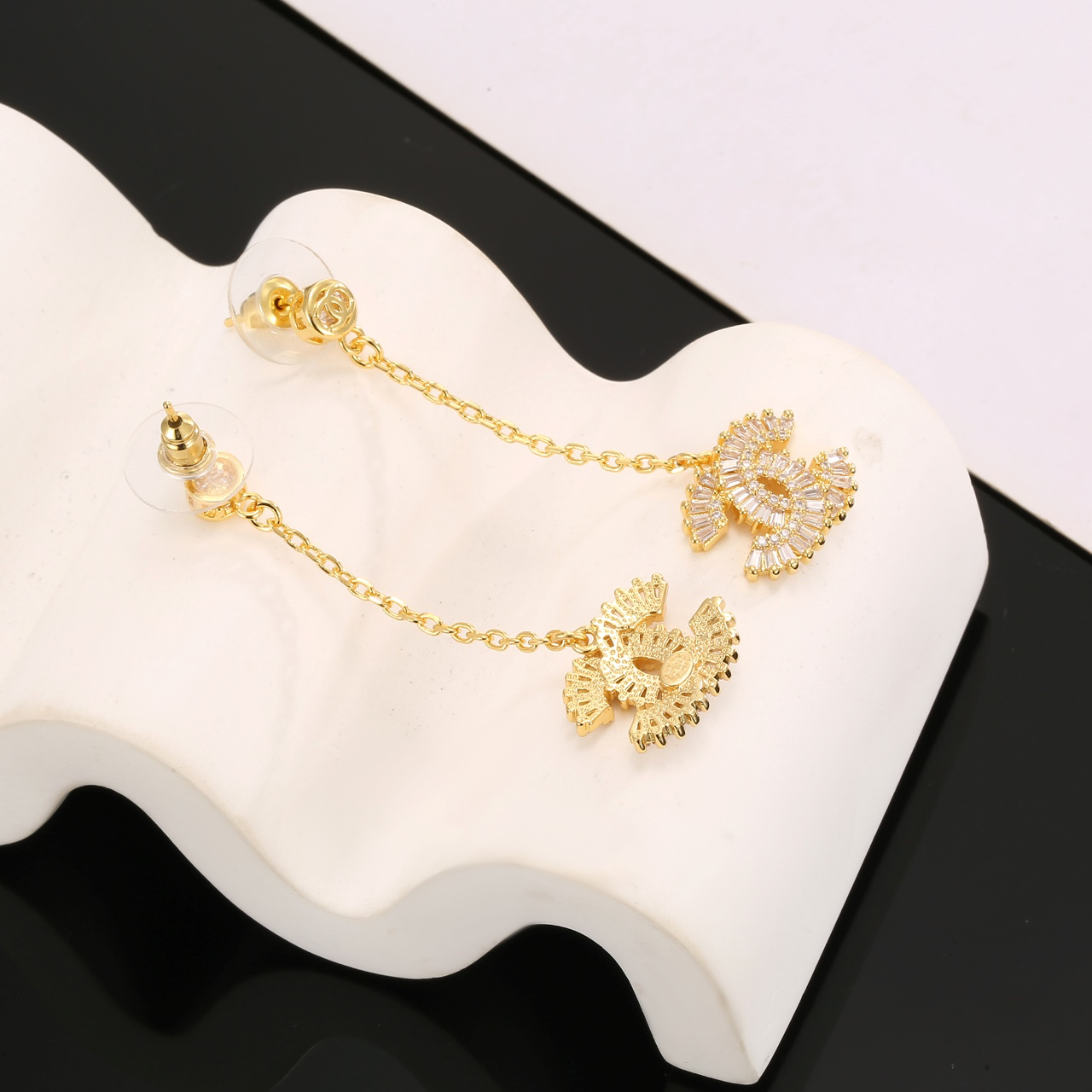 Chanel long diamond earrings