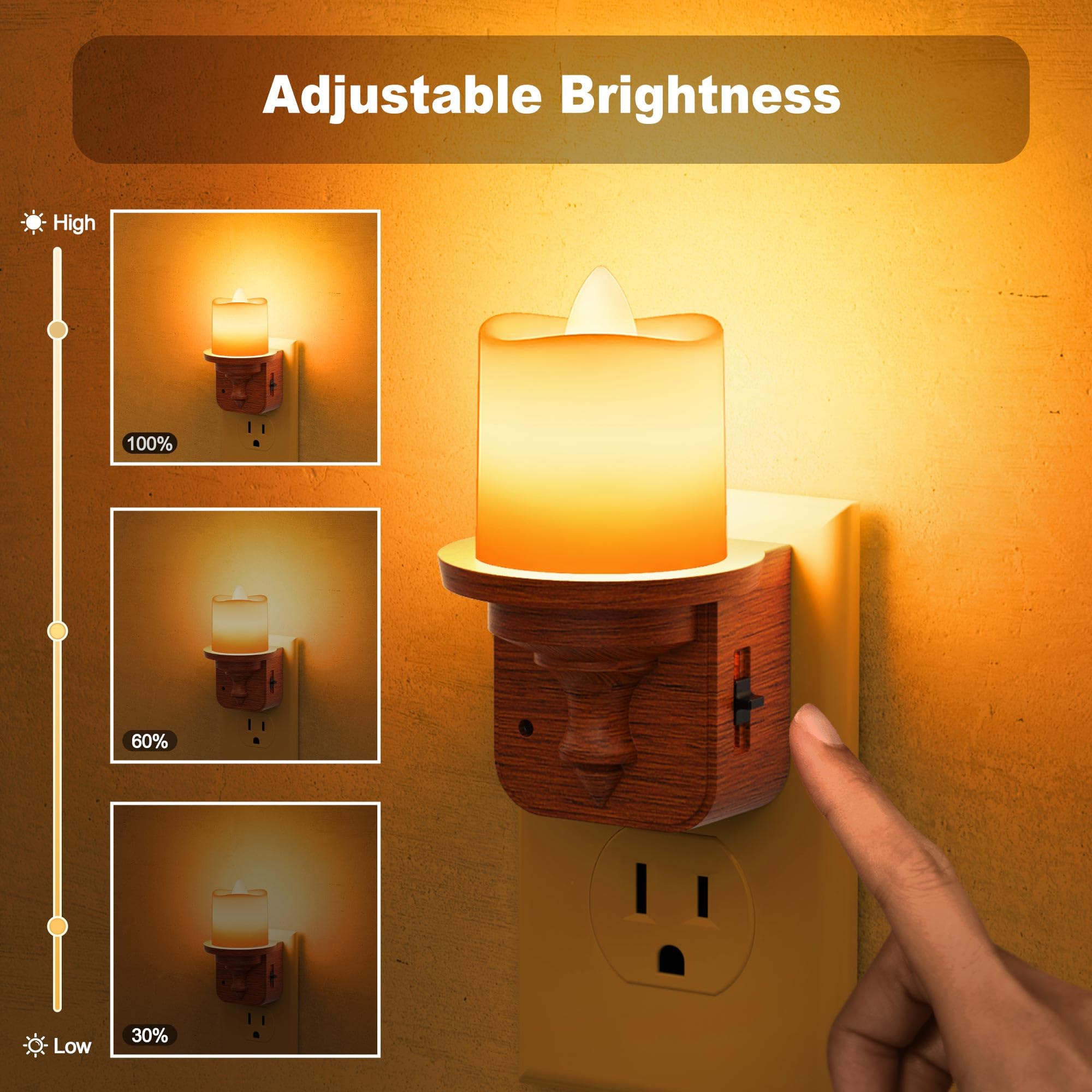 💥ON SALE💥LED Candle Night Light with Light Sensor, Plug into Wall🕯️🌙