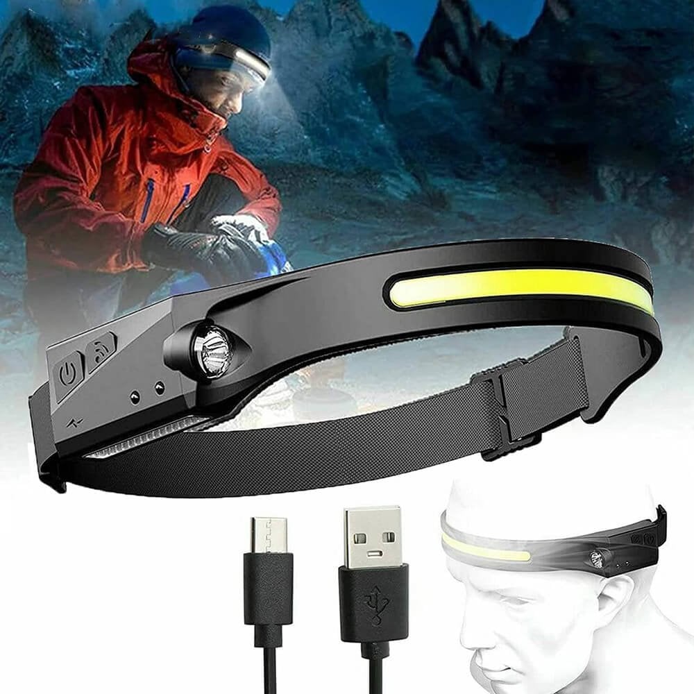 [🔥Hot Sale ]COB LED Headlamp Sensor Headlight USB Rechargeable Head Lamp -5 Lighting Modes
