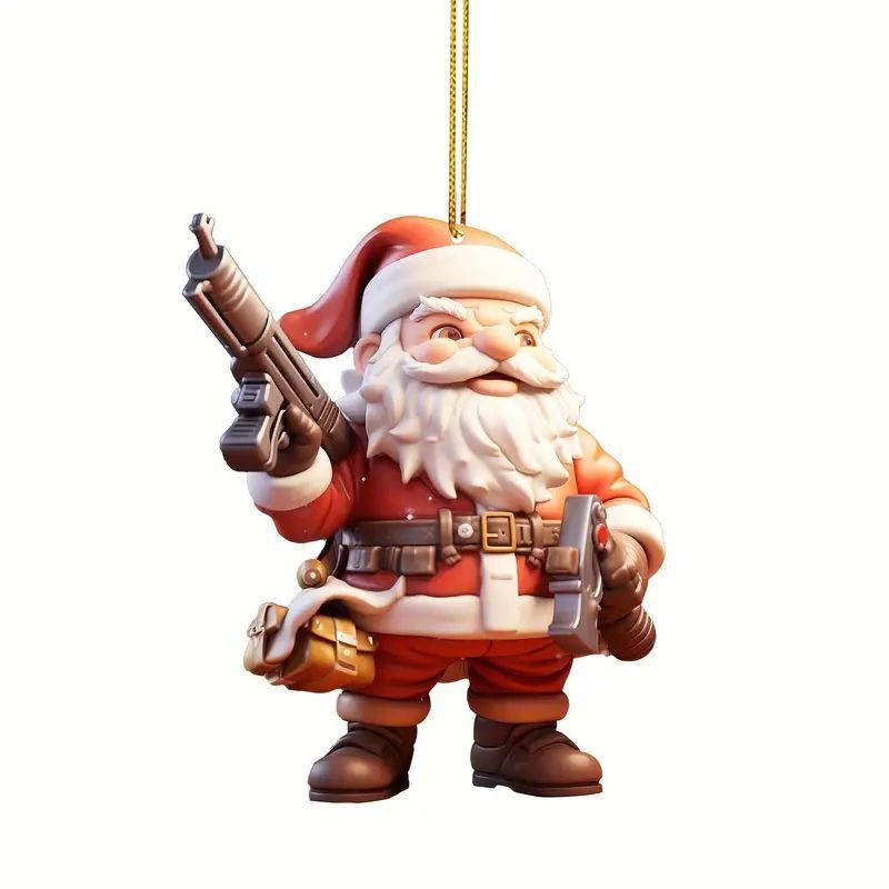 Badass Santa Ornament – Action-Packed Christmas Decor