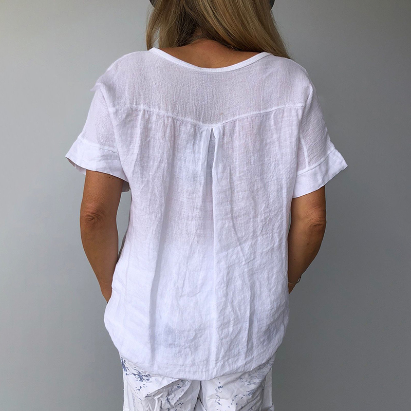 Solid Color V Neck Comfy Shirt