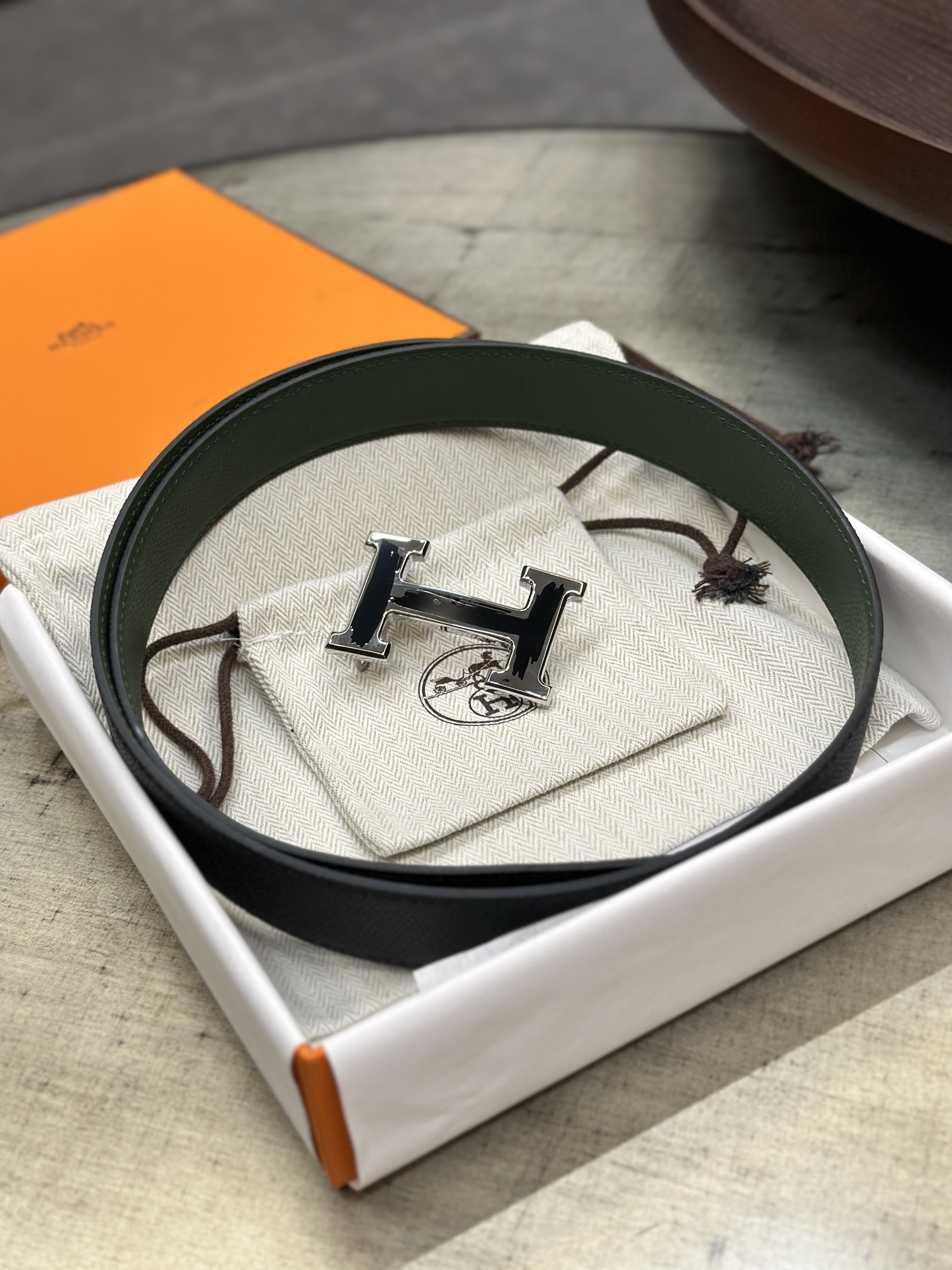 Hermès epsom double-faced calfskin belt 3.2CM wide