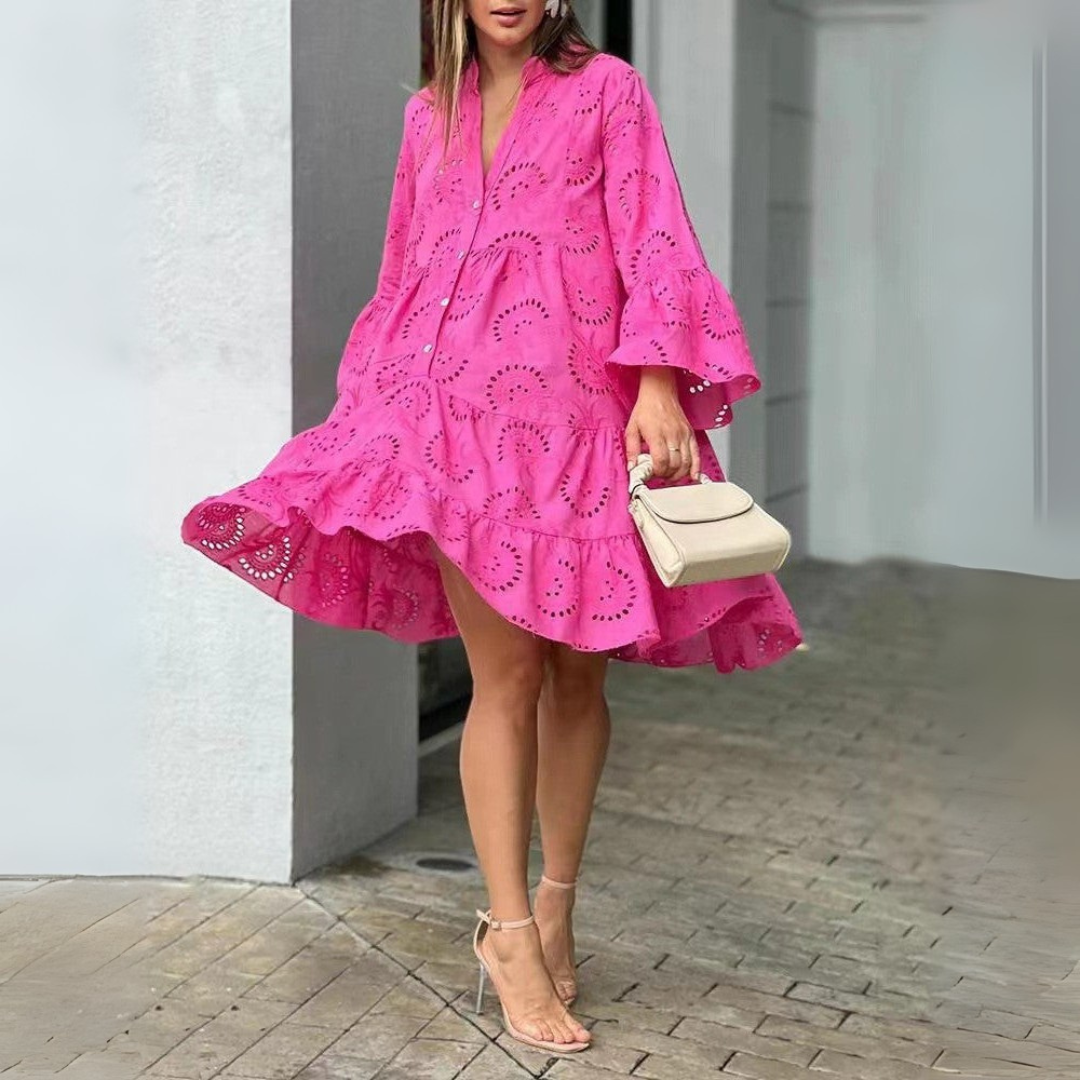 Embroidered Tiered Mini Dress