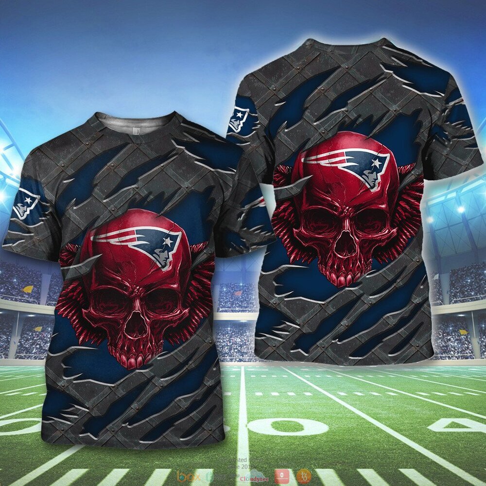NEW ENGLAND PATRIOTS WINGS SKULL 3D HOODIE