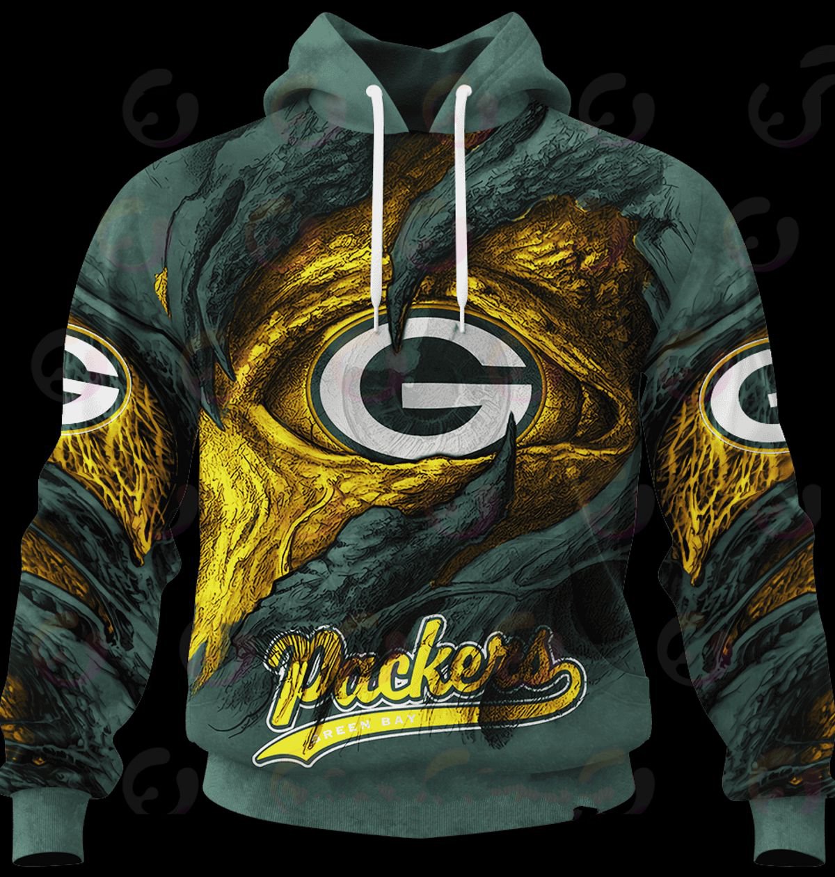 GREEN BAY PACKERS 3D HOODIE COMMANDERS DEMON EYES
