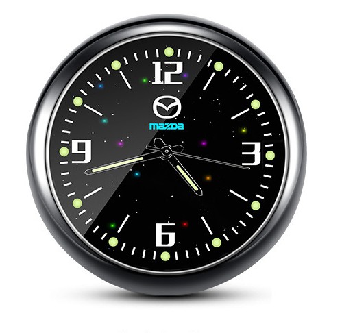 1x Luminous Diamond Quartz Analog Watch Stick On Car Clock Accessories Black