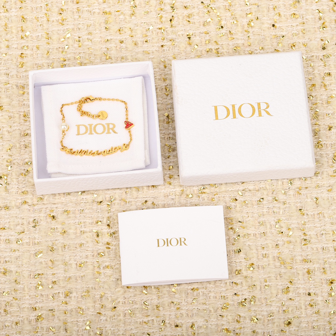 Dior Tanabata Limited Edition Red Heart Letter Bracelet