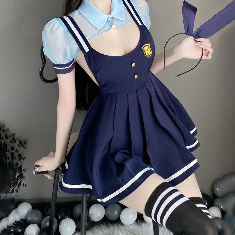 Cosplay Bunny Officer Uniform Hollow Lingerie Set