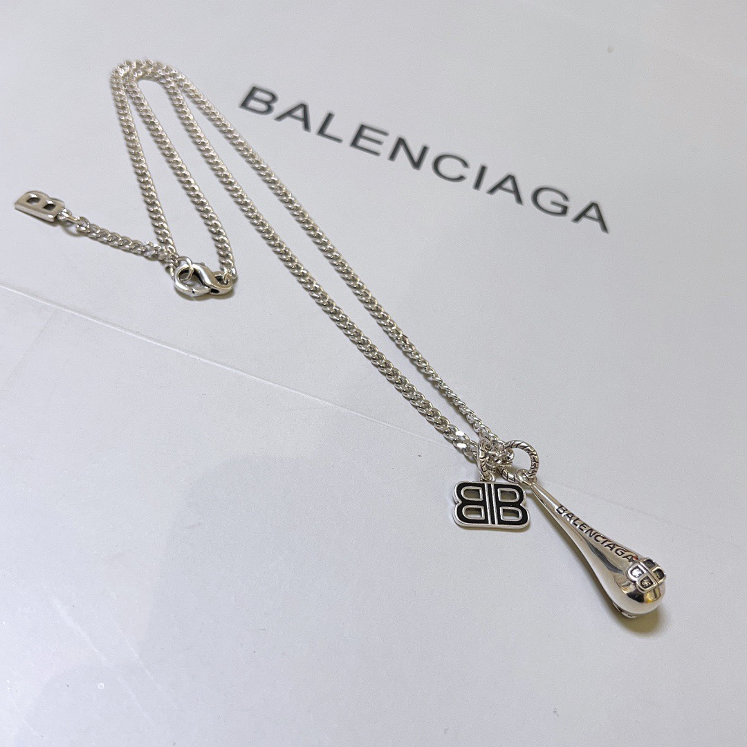 Balenciaga Drop Pendant Chain Necklace