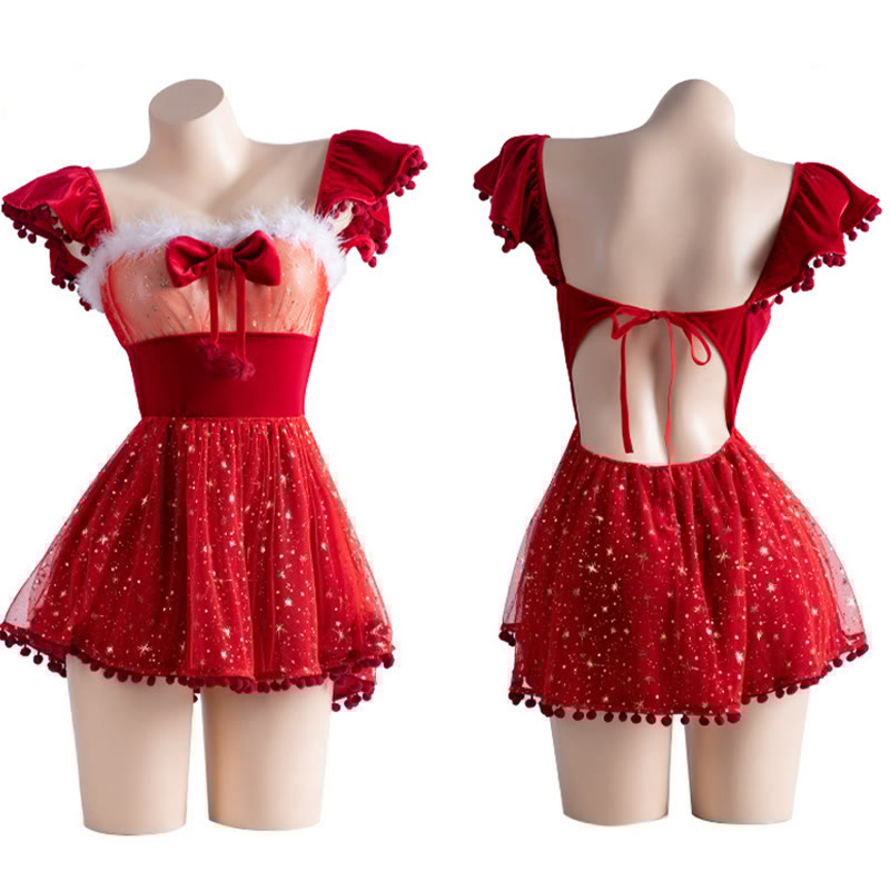 Bow Star See-through Lingerie Dress