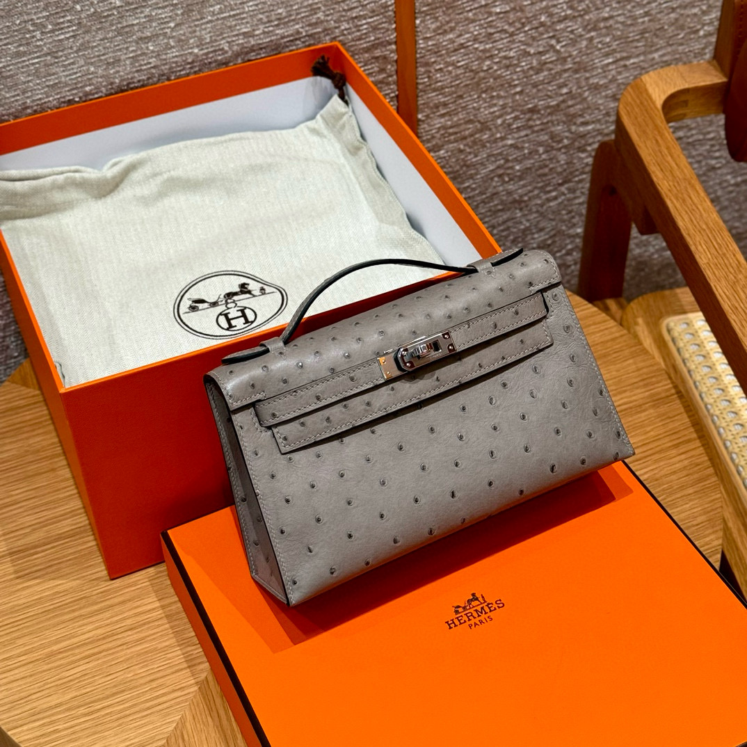 Hermès Kelly Pochette 18Gris tourterlle handbag (handmade to order)