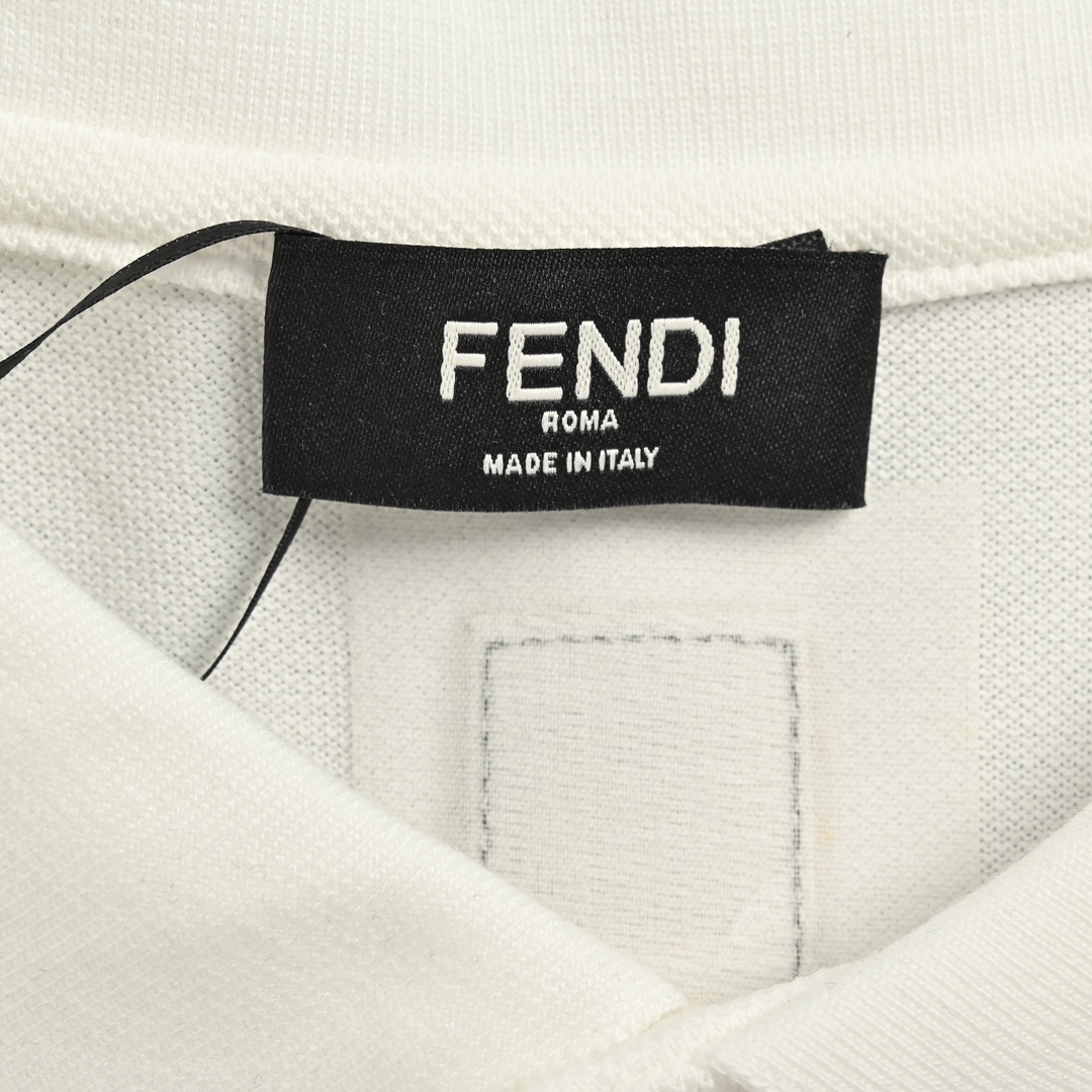 Fendi Square Logo Embroidered Label Short Sleeve Polo Short Sleeve